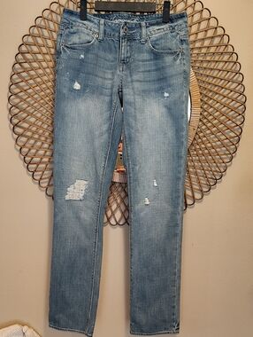 American Eagle 77 Straight Jeans Medium Wash Low Rise Size 6R